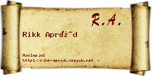 Rikk Apród névjegykártya